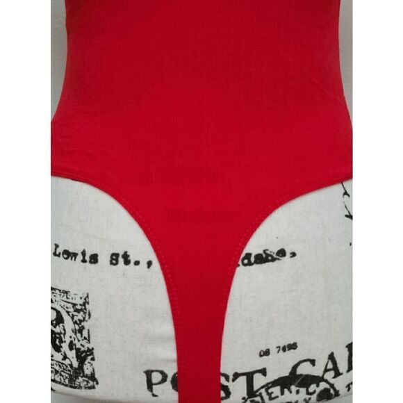 ❤️ FREE PEOPLE Larissa Tank V-Neck Thong Snap Button Red Bodysuit SIZE S - Picture 16 of 16